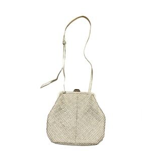 Sharif Vintage Shoulder Bag Clasp Shut Gold Color Basket Weave Small